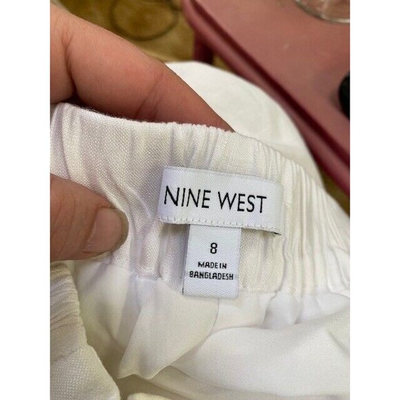 Nine West Women's Linen Blend Pants Size 8 Lined Wide-Leg Minimalistic Career - Picture 8 of 8